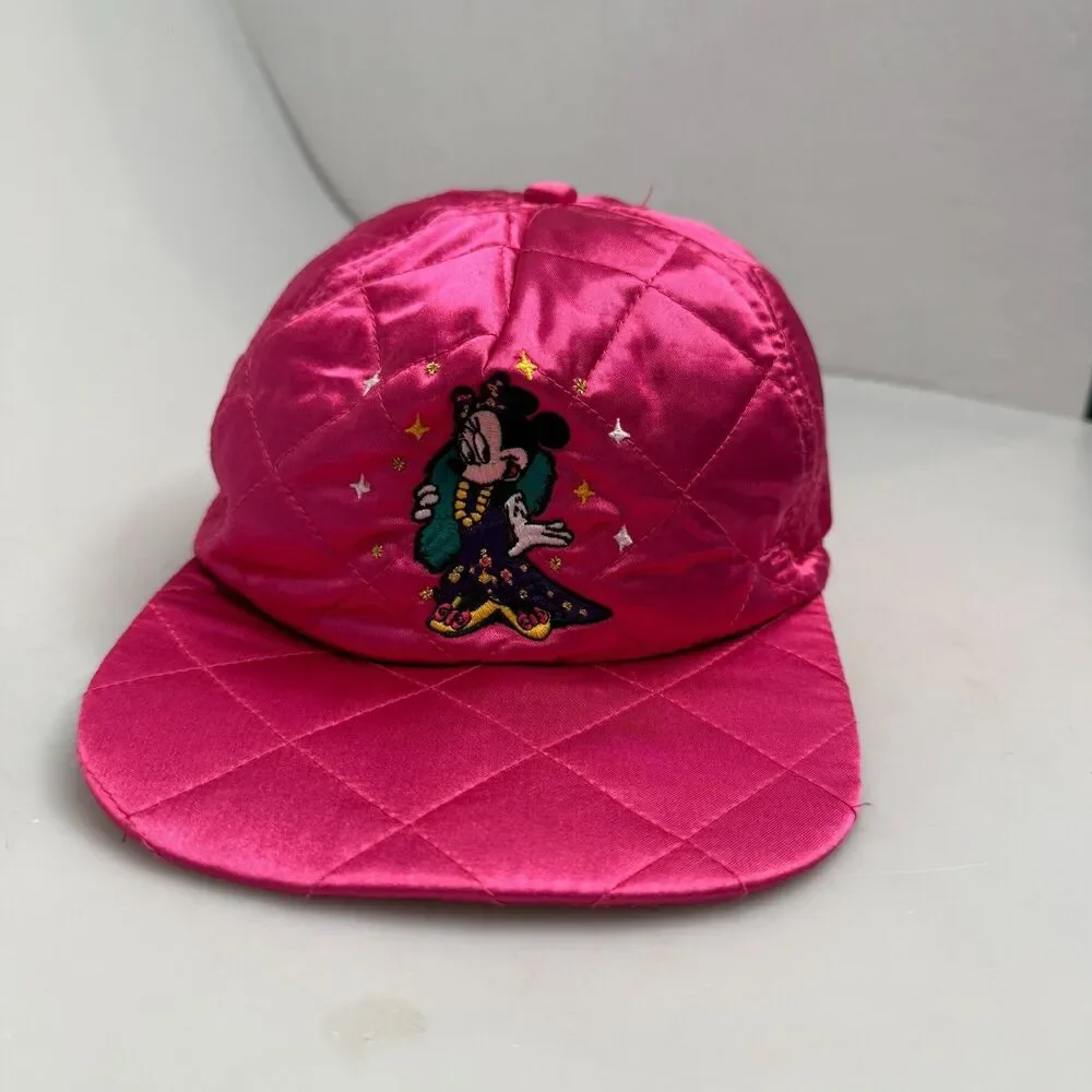 Minnie Mouse Glamour Vintage Quilted Disney Store Hat Cap Pink Satin 4-6X